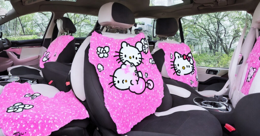 Gør din køretur mere behagelig med Hello Kitty-sædeovertræk